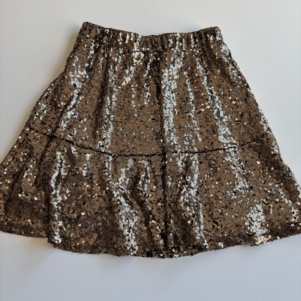 Xhilaration Gold Sequin Skater Skirt Festive Holidays Party Women‎ XS BN12